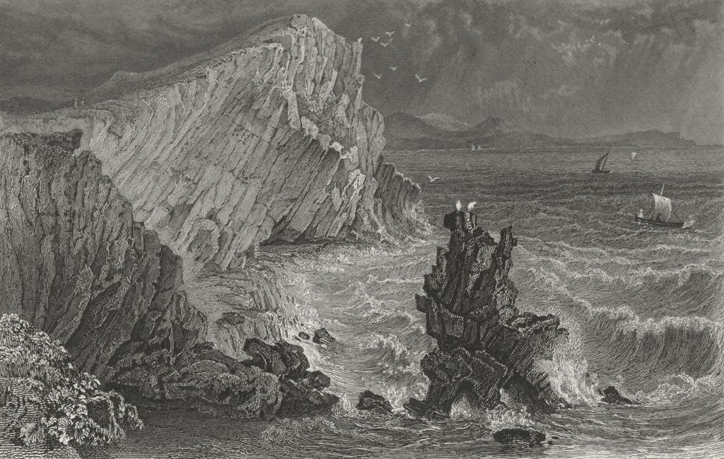 ISLE OF WIGHT. Watcombe Bay-Bartlett c1840 old antique vintage print picture